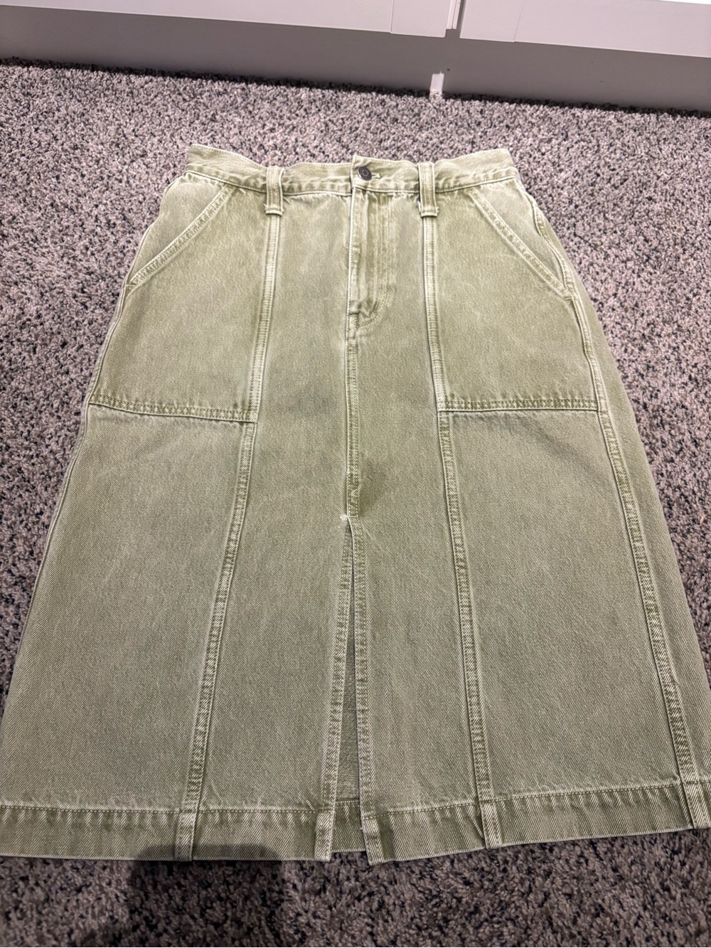 Madewell Light Olive Green Denim Pencil Skirt